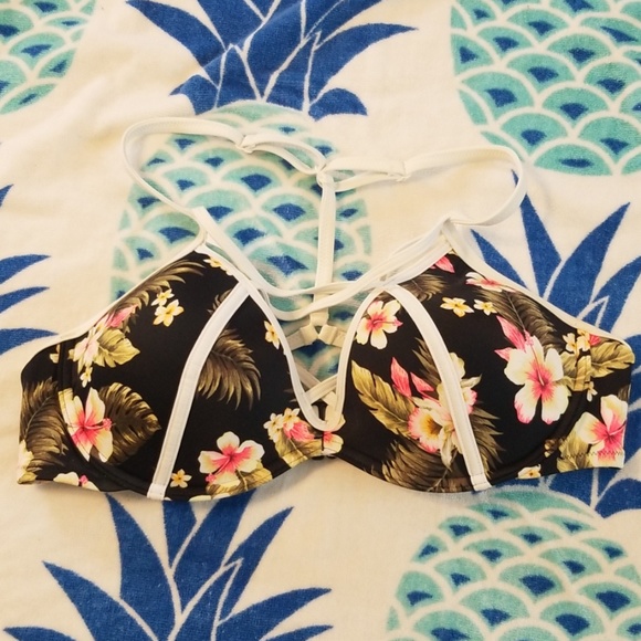 Black florial PINK Victoria Secret bikini top